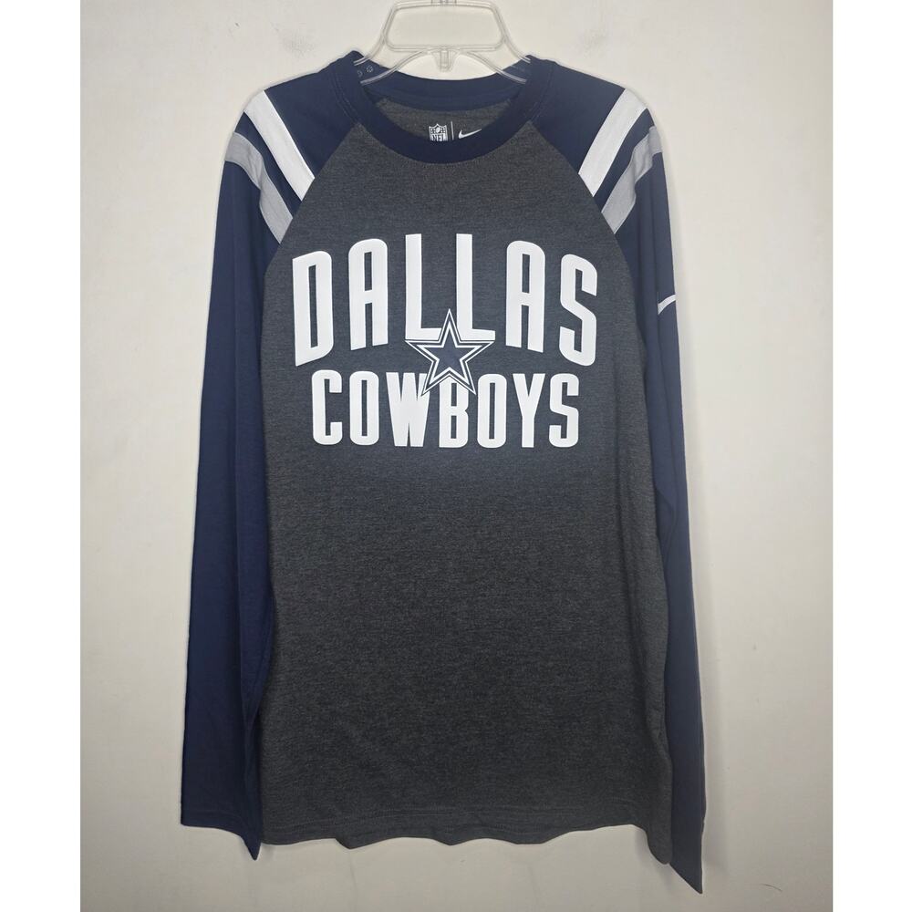 NWT Nike NFL Dallas Cowboys blue grey long sleeve raglan shirt - small